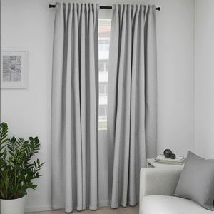 Gray IKEA blackout curtains.  Set of 2 panels